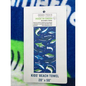 Tommy Bahama Children's Beach Towel Sharks Blue and Green Kids Pool